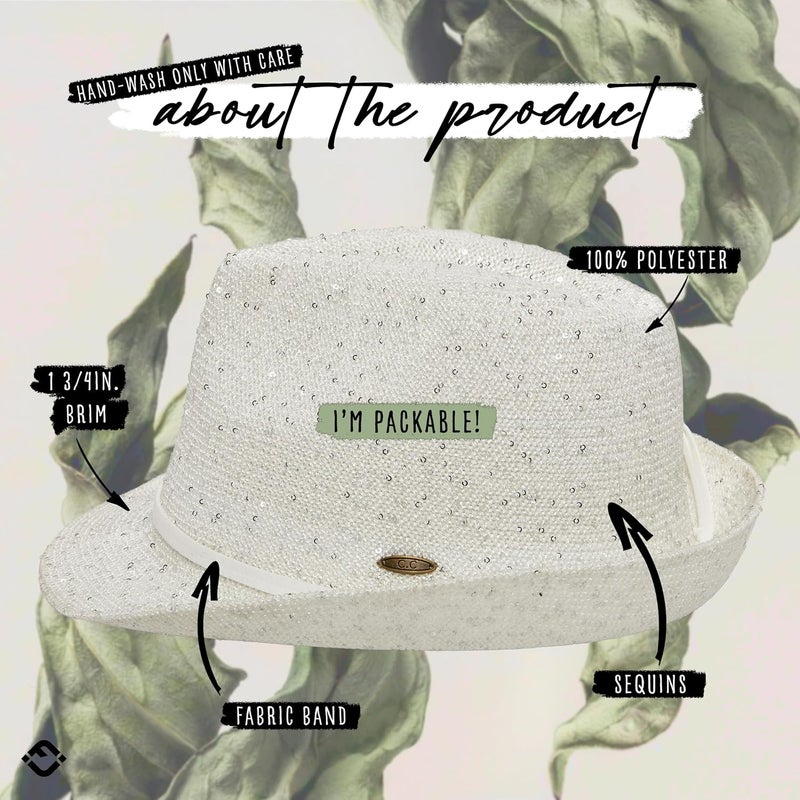 Funky Junque Women's Straw Fedora Sun Hat - UPF 50+ Protection, Short Brim, Stylish Woven Pattern - Image 4